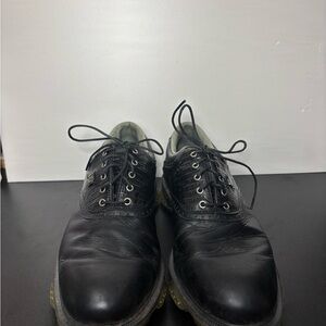 Black Alligator Leather Men's Golf Shoes
